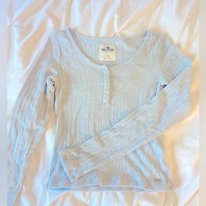 baby blue hollister button up long sleeve